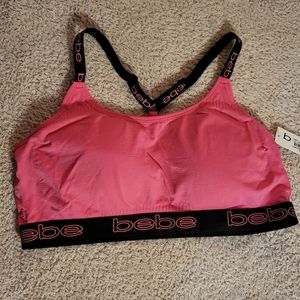 Hot pink racer-back sports bra